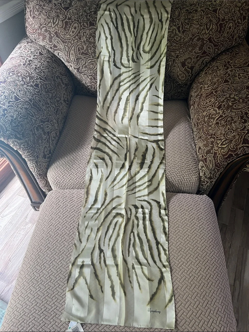 NWT Symphony Sage Stripe scarf.